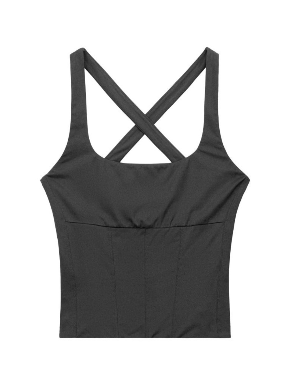 Staud court carry cross back corset athletic tank top black